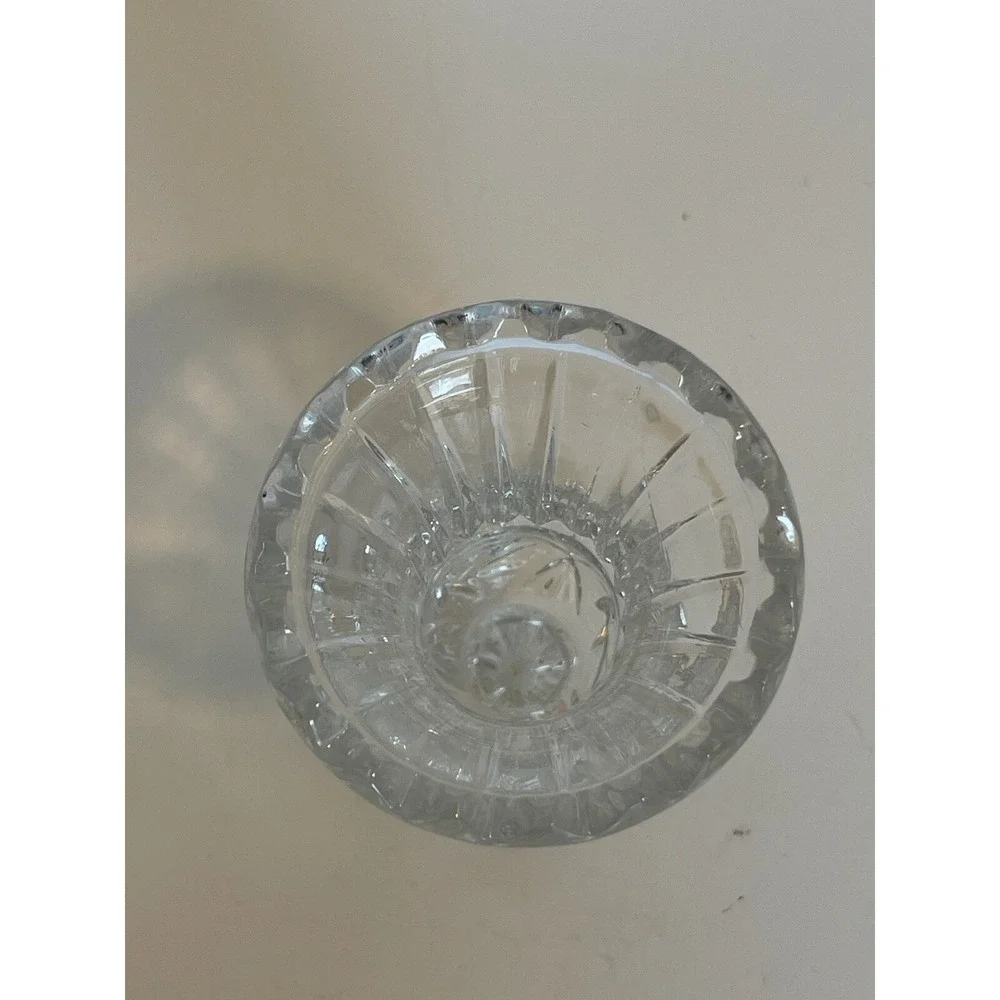 Crystal Clear Industries Pinwheel Pressed Glass Bud Vase W Pedestal Base 4